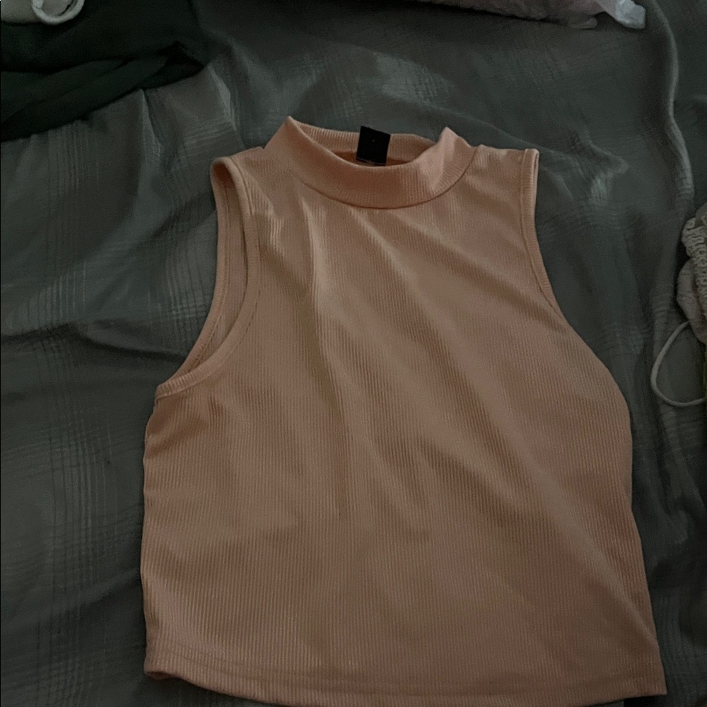 SHEIN Peach Sleeveless Ribbed Muscle Tee